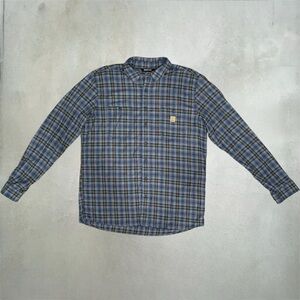 Carhartt Men's Blue and Gray Plaid Shirt